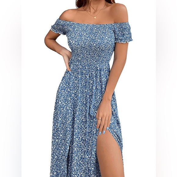 Dresses & Skirts - Boho Floral Off-shoulder Maxi A-line Dress